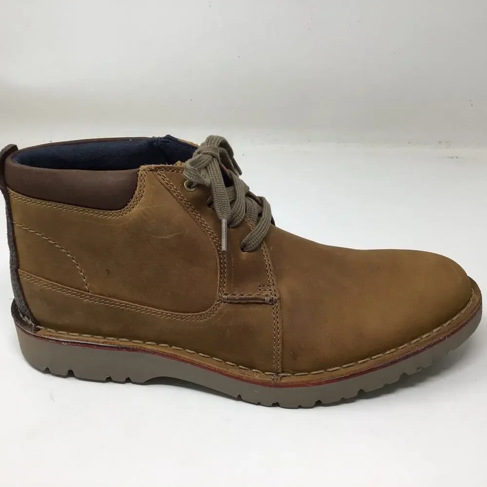 Clarks Mens Vargo Mid Ankle Chukka Boot Light Brown Leather Size 10 Pre Owned